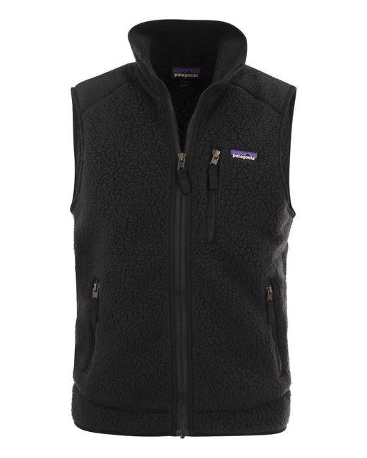 Patagonia Black Retro Pile Fleece Vest for men