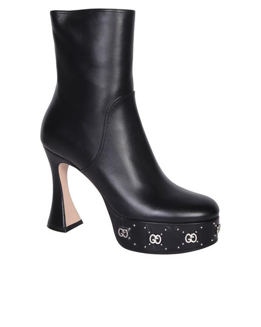 Gucci Platform Boot With GG Studs in Black