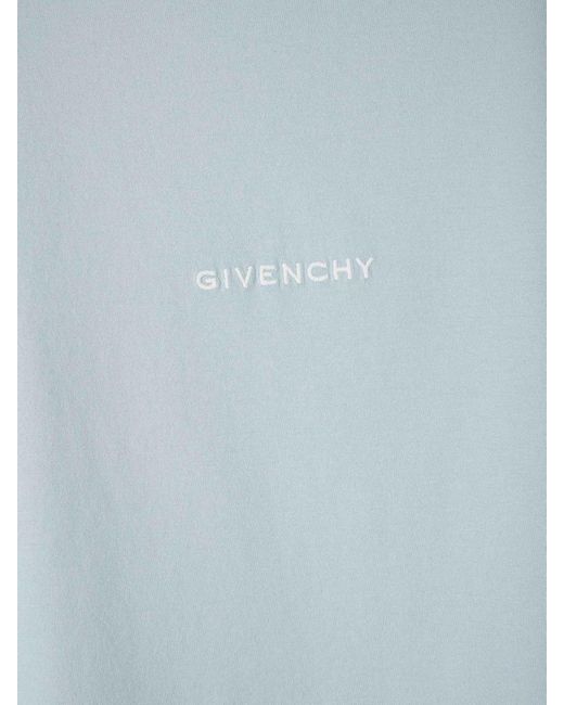 Givenchy Blue Cotton Logo T-Shirt for men