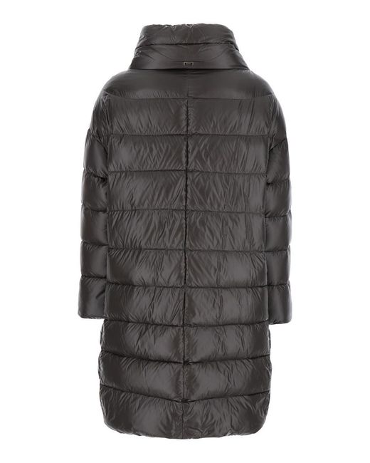 Herno Gray 'Matilde' Down Jacket With Mock Neck And Two Front Welt Pockets With Button