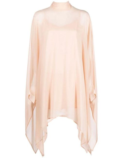 P.A.R.O.S.H. Pink High-neck Semi-sheer Tunic