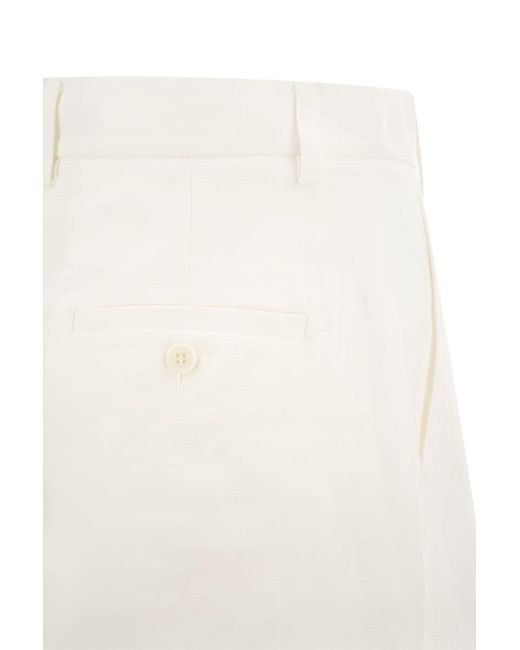 Weekend by Maxmara White Ecuba - Cotton And Linen Bermuda Shorts