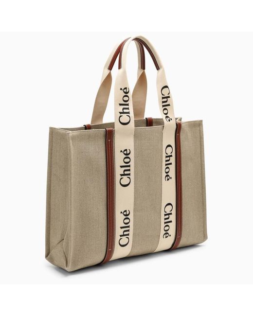 Chloé Natural Chloé Woody Large Bag In Beige/brown