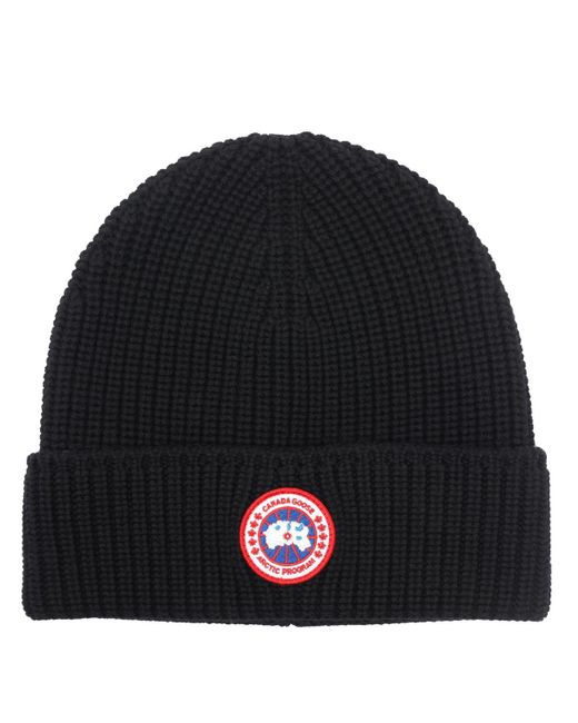 Canada Goose Black Logo Rib Toque Hat
