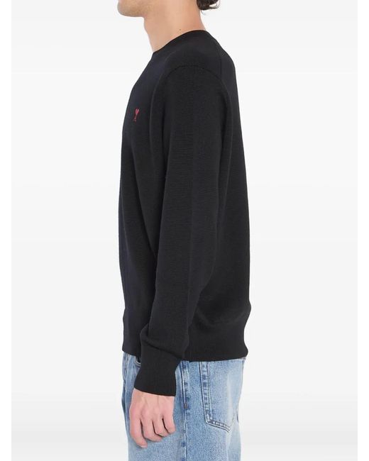 AMI Black Pull Col Rond De Coeur for men