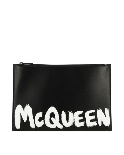 Alexander McQueen Black "Mcqueen Graffiti" Clutch for men
