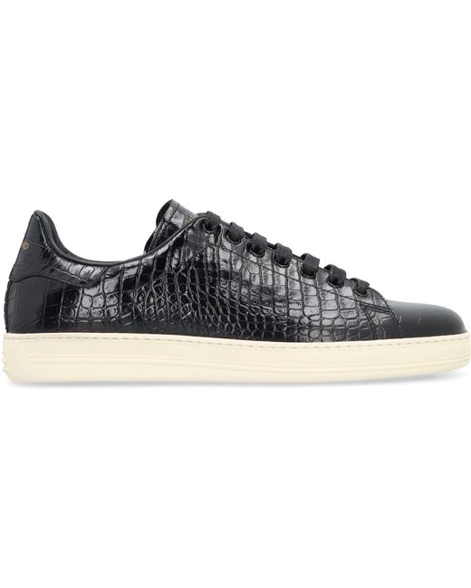 Tom Ford Black Warwick Leather Low-top Sneakers for men