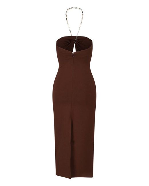 The Attico Brown Chain Detail Dress