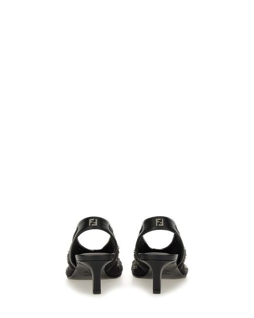 Fendi Black Slingback With Embroidery