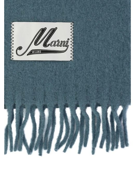 Marni Blue Scarf With Logo Patch for men