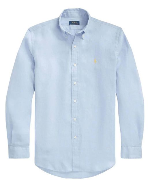 Polo Ralph Lauren Blue Polo Pony Linen Shirt for men