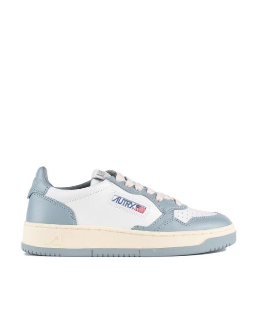 Autry Blue Medalist Low Two-Tone And Leather Sneakers