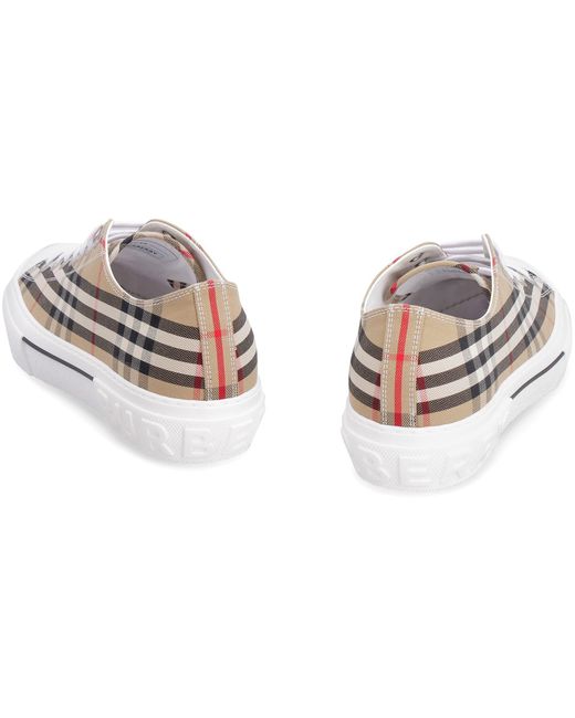 Burberry White Checked Motif Canvas Sneakers for men