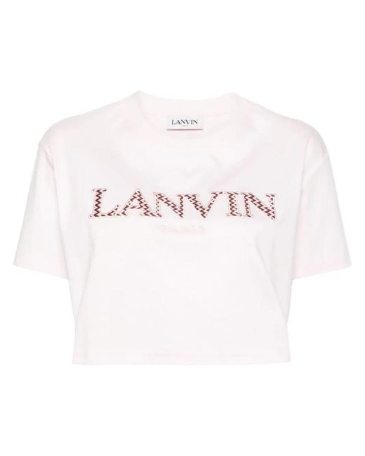 Lanvin Pink T-shirt Corta Ricamata