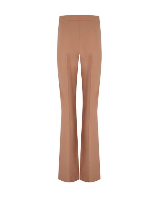 Elisabetta Franchi Brown Nude Palazzo Trousers With Logo