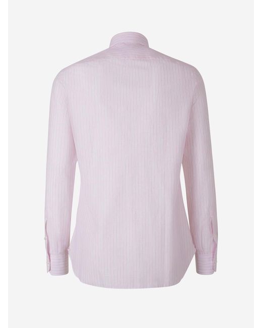 Isaia Pink Striped Motif Shirt for men