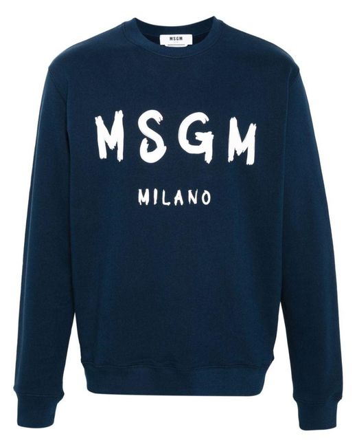 MSGM Blue Sweatshirt With Logo for men