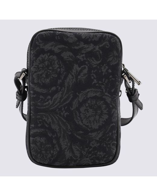 Versace Black And Ruthenium Barocco Athena Crossbody Bag for men
