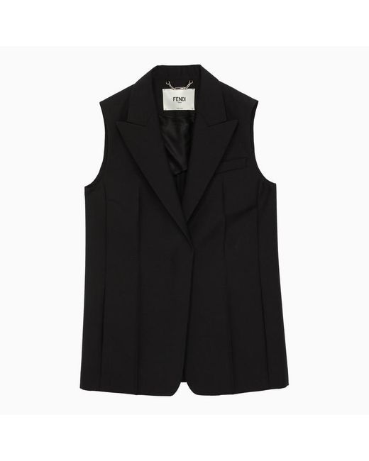 Fendi Black Wool-blend Waistcoat