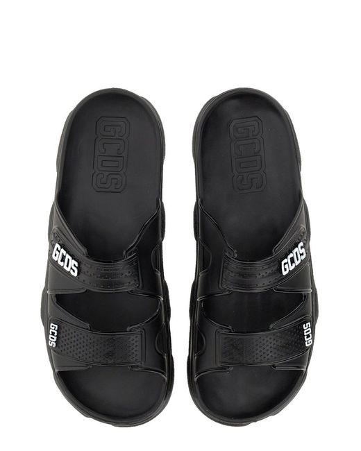 Gcds Black Sandal With Logo Unisex