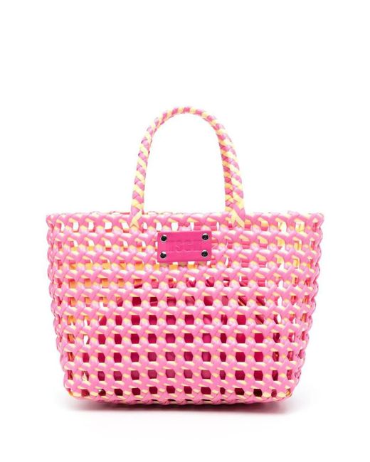 MSGM Pink Woven Tote Bags