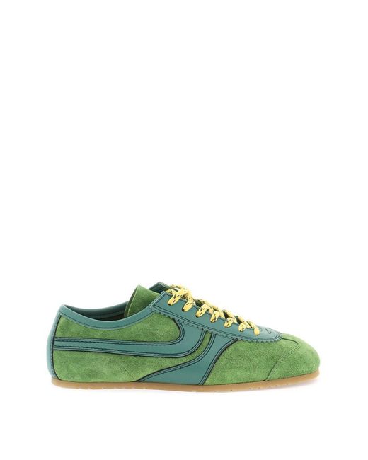 Dries Van Noten Green Suede Sneakers For Stylish