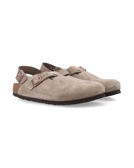 Birkenstock Brown Tokio Nubuck Leather Mules With Strap
