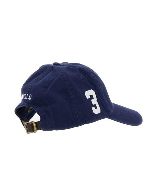 Polo Ralph Lauren Blue Baseball Cap With Maxi Pony On The Front And Numeric Detail On The Side for men