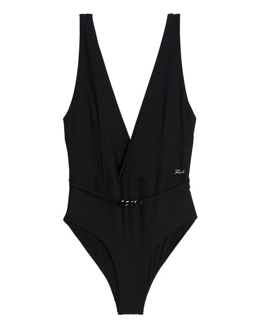 Karl Lagerfeld 'karl Dna' One-piece Swimsuit in Black | Lyst