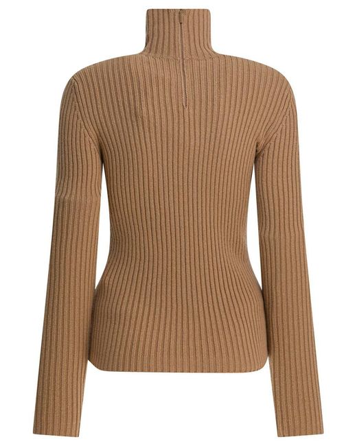 Max Mara Brown Wool And Cashmere Turtleneck Sweater