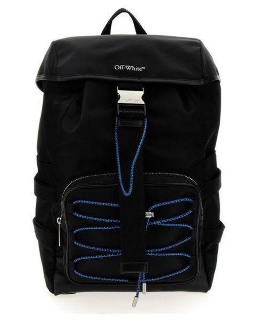 Off-White c/o Virgil Abloh Black Durable Canvas Logo Backpack for men