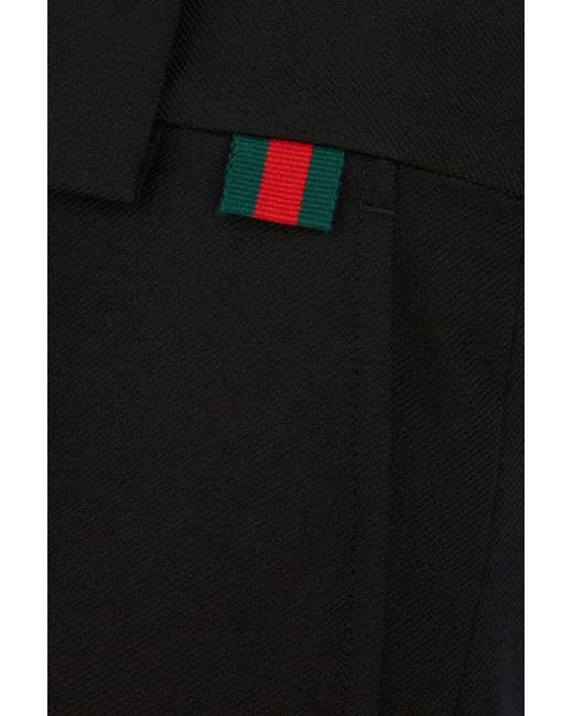 Gucci Black Wool-Blend Bermuda Shorts With Web Detail for men