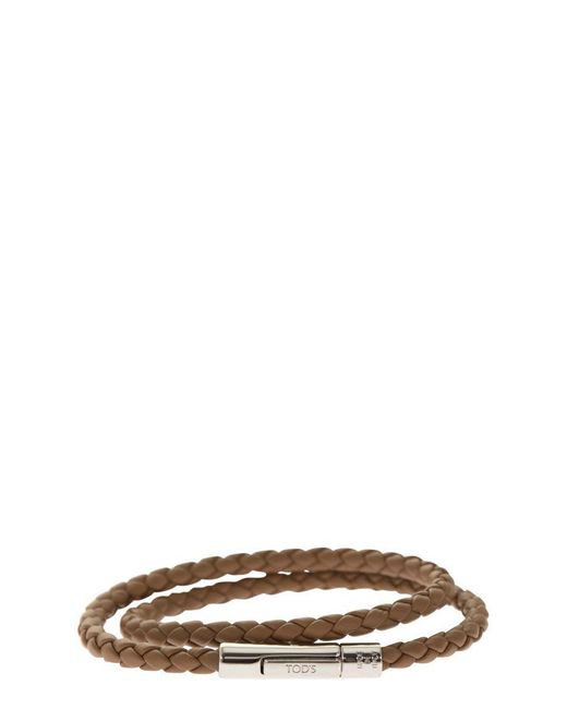 Tod's Brown Mycolors 2-turn Leather Bracelet for men