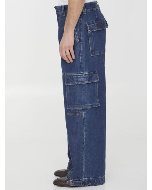 Gucci Blue Cargo Jeans In Denim for men