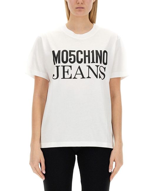 Moschino Jeans White T-shirt With Logo