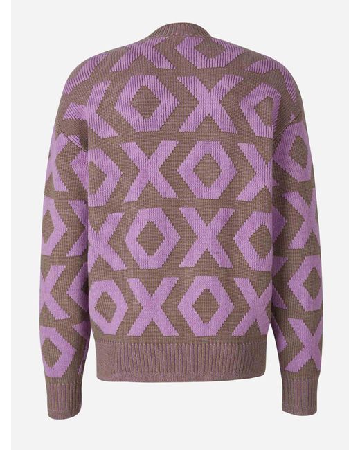 Acne Purple Knitted Graphic Sweater for men