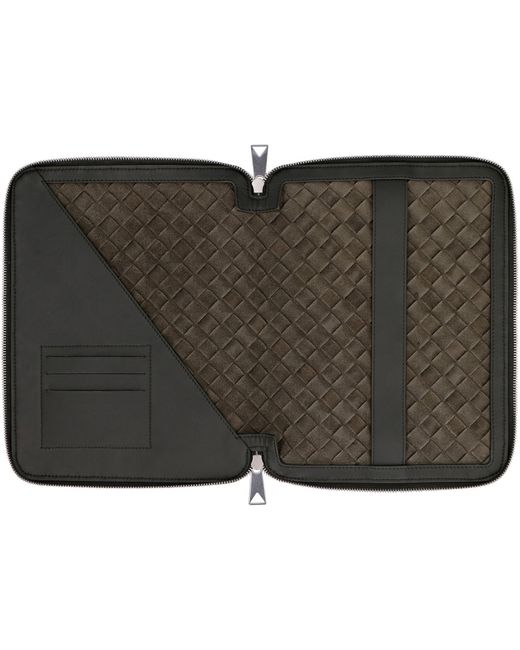 Bottega Veneta Gray Intrecciato Hydrology Document Case Pouch for men