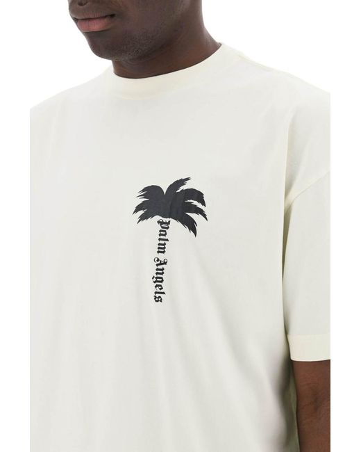 Palm Angels White Palm Tree Graphic T for men