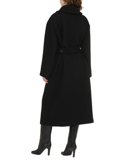MSGM Black Wool Blend Coat