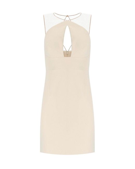 Elisabetta Franchi Natural Butter Dress With Tulle