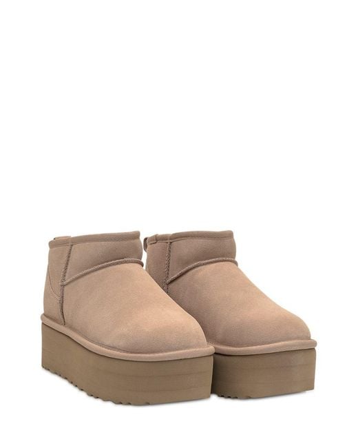 Ugg Brown Classic Ultra Mini Boots With Platform 50Mm
