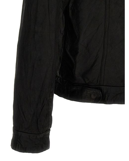 Giorgio Brato Black 'trucker' Leather Jacket for men