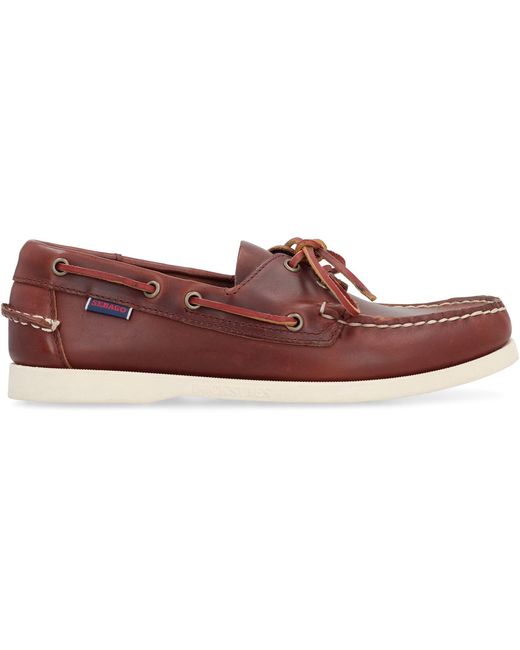 Sebago Brown Portland Leather Boat Shoes for men