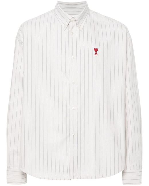 AMI White Ami De Coeur Striped Shirt for men