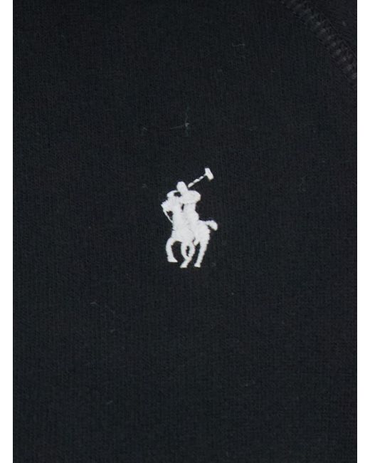 Polo Ralph Lauren Black Hoodie With Drawstring Hood And Pony Embroidery On The Front