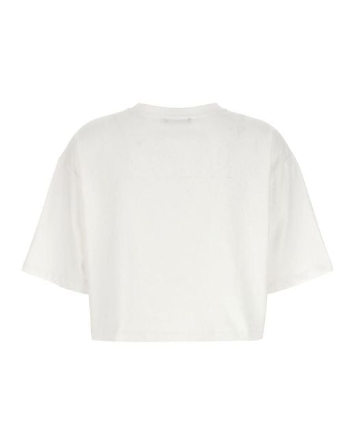 Balmain White Logo Cropped T-shirt