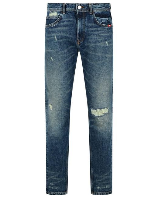 AMISH 'david' Blue Cotton Jeans for men