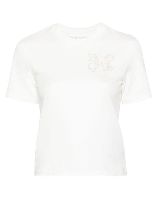 Palm Angels White Logo Cotton T-Shirt