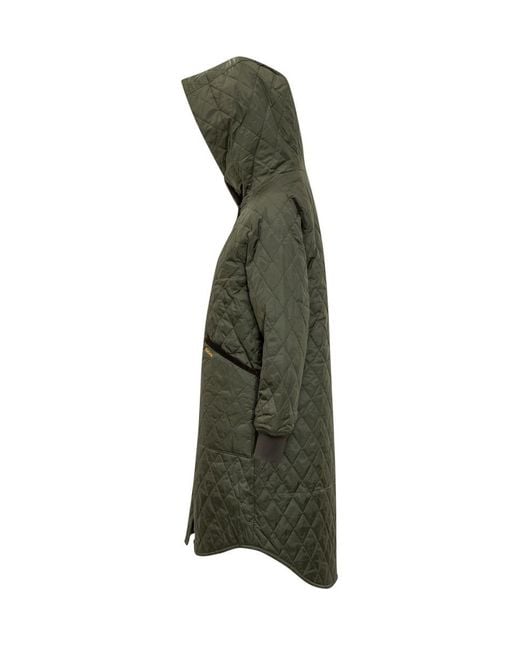 Barbour Green Quilted Down Jacket With Hood