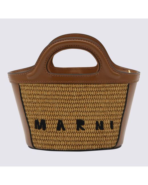 Marni Brown Raw Senna Cotton Blend Tropicalia Micro Bag